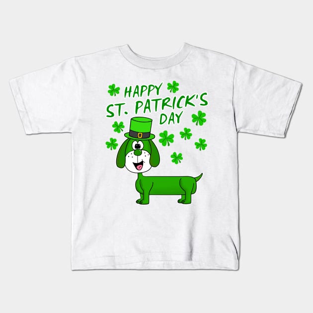 Happy St. Patrick's Day 2022 Dachshund Dog Lover Kids T-Shirt by doodlerob